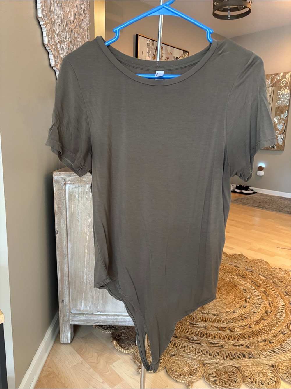 American Apparel Olive Green Short Sleeve Crewneck Bodysuit Medium